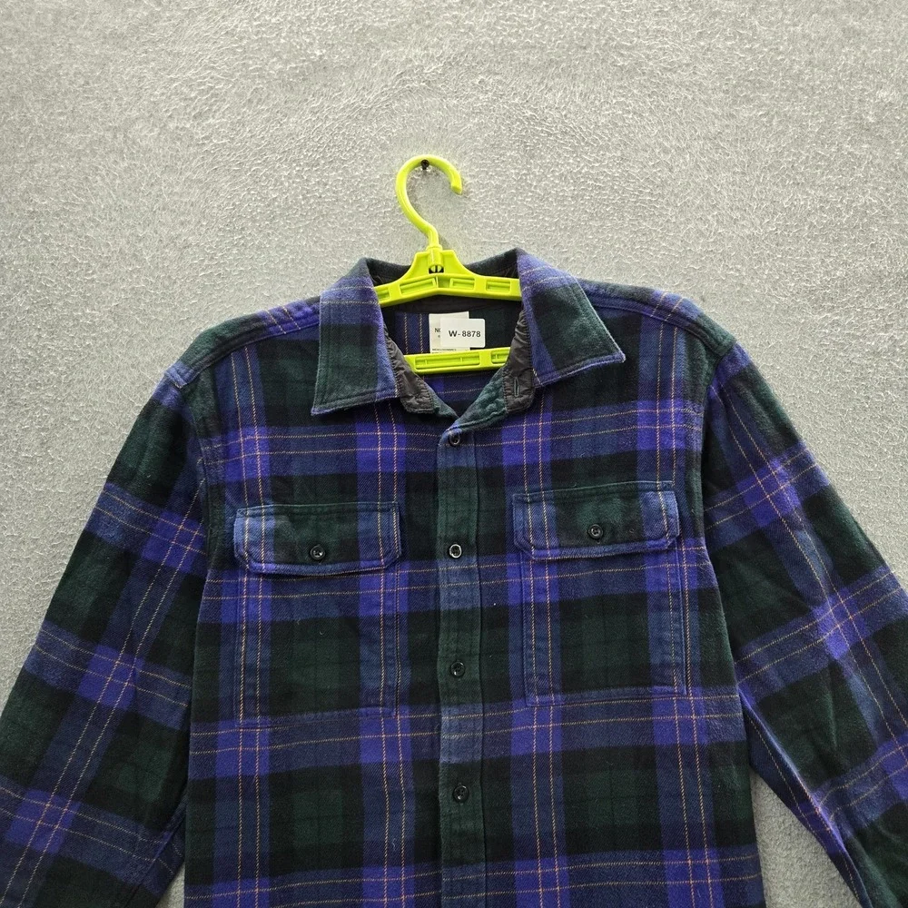 The North Face Men Button Up Shirt M Green Plaid Arroyo Flannel Shirt